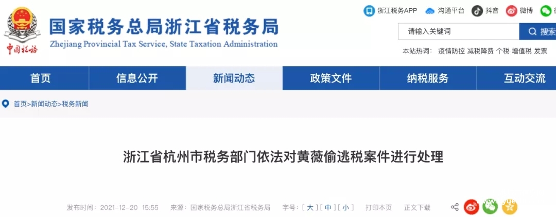 薇娅偷逃税被罚