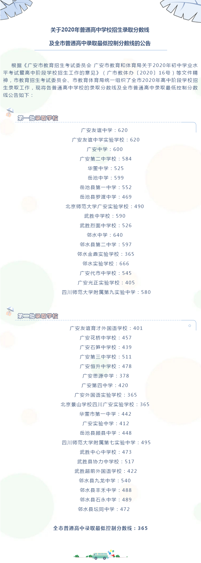 岳池中考生注意！高中录取线和最低控制线出炉！
