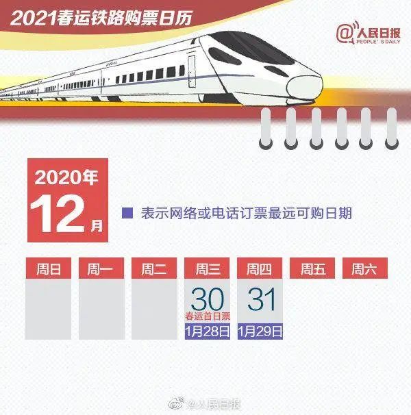 收藏！超实用2021春运购票日历来了