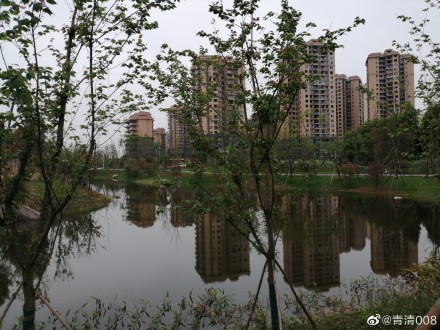 岳池滨河公园，城东新城一景。